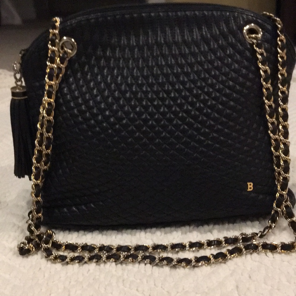 Bally quilted black leather bag